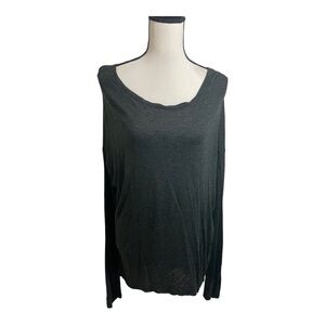 Vince women round neckline long sleeve dark grey shirt. Size medium viscose